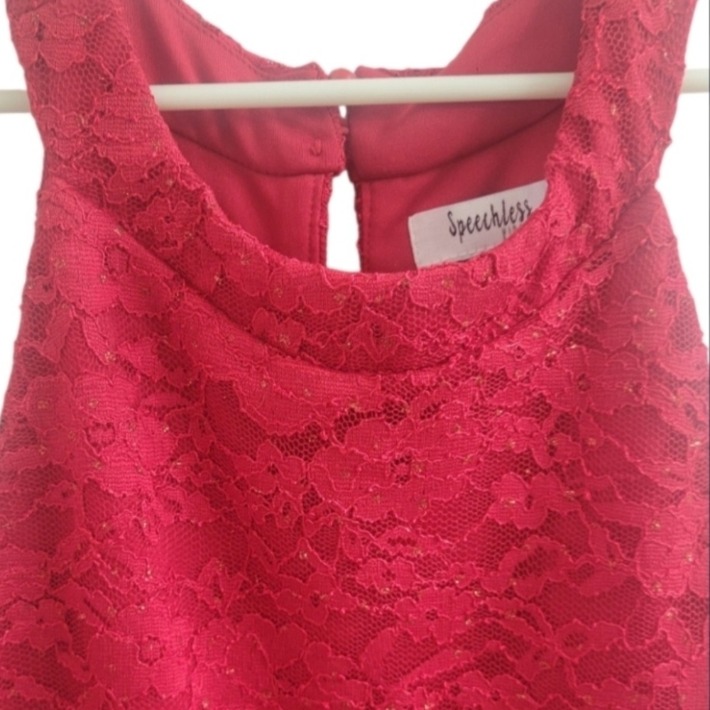 Girls Sz 12 Princess Sleeveless Speechless Lace Bodice Sparkly Embellish Waist - Picture 3 of 11